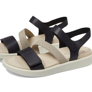 ECCO Flowt 2 Band Sandal black tan white size EU 37 new US 6-6.5